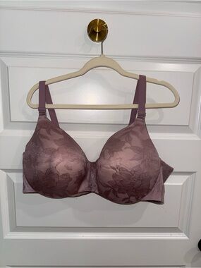 Cacique Lightly Lined Balconette Bra 46DD Mauve Purple Floral Lace Underwire